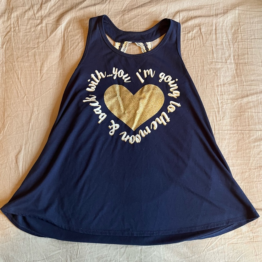 Navy blue and gold tank top
